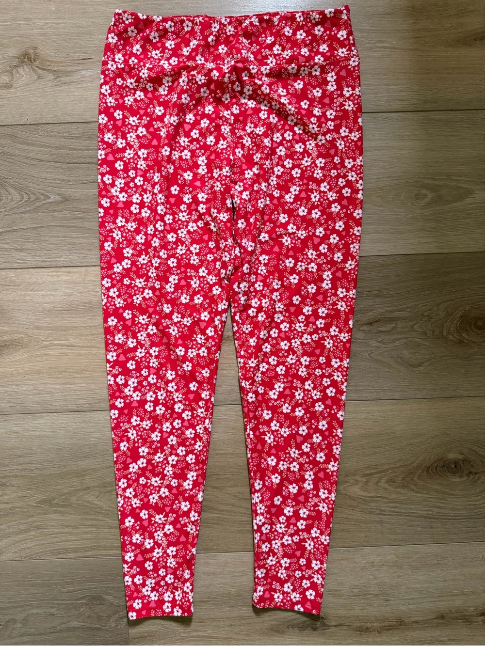 LULAROE Vibrant Red Floral Leggings EUC - Picture 3 of 9
